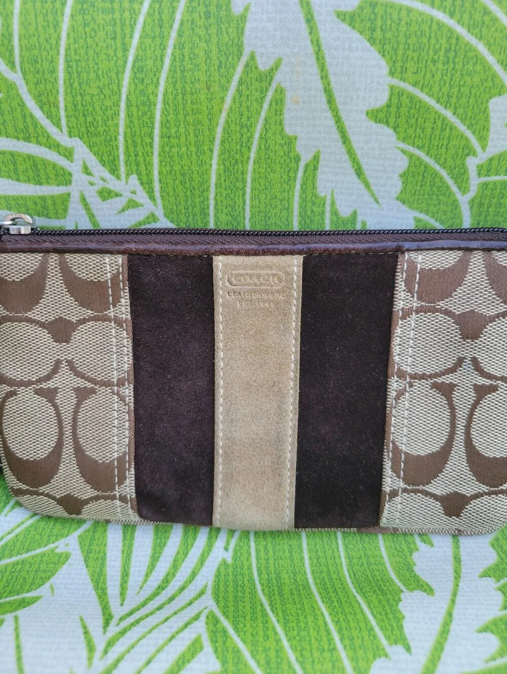 Coach Signature Canvas and Suede Stripe Wristlet